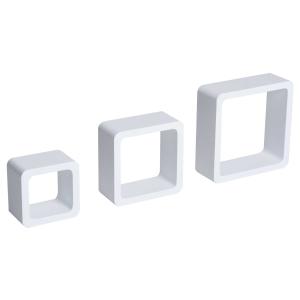 HOMCOM Estantes de Pared Juego de 3 Cubos para Libro CDs Blanco