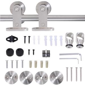 Homcom Kit Instalacion Puerta Corredera Madera Puertas Corredizas Riel Acero Inoxidable - 2,5x200 cm