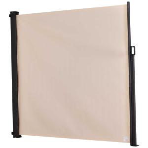 Outsunny Toldo Lateral Retráctil Exterior 350x180cm Pantalla de Privacidad contra Sol Viento Visión para Jardín Patio Balcón Tejado Hecho de Aluminio Color: Beige