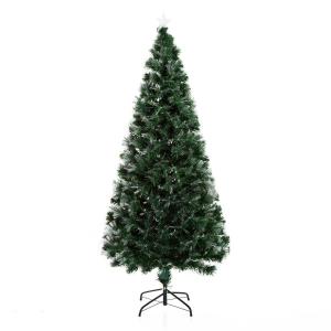 HOMCOM Árbol de Navidad grande de Fibra Óptica Altura 180 cm Estrella y luces de 7 Colores Árboles Artificial Φ84x180cm