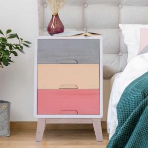 HomCom® Cajonera Cómoda 3 Cajones Mesilla de Noche para Dormitorio Salón Organizador Almacenaje 30x34x51cm