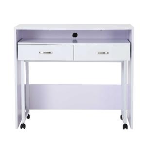 HOMCOM Mesa Doble para Ordenador PC con Cajones y Ruedas 100x36x88cm Blanco