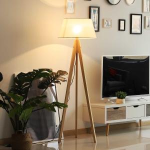 HomCom® Lámpara de Pie Moderna para Dormitorio Estudio Salón con Luces E27 40W y Pulsador de Pie