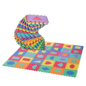 HOMCOM 36 Piezas Alfombra Puzzle Bebé 31x31x1 cm con 18 Figuras Geométricas Colchoneta Suave 3,24 metros cuadrados Lavable Juego Rompecabezas
