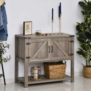 HOMCOM Mesa Consola para Recibidor Multifuncional Diseño Colonial Vintage con 2 Puertas Estante Inferior Base Elevada Estable 90x39x80,5cm