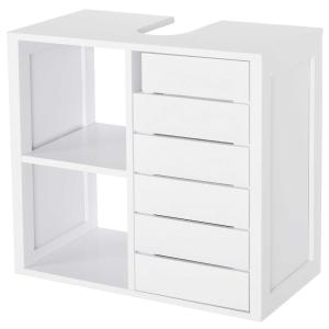kleankin Mueble Bajo de Lavabo para Baño Suspendido Compacto con 2 Estantes Abiertos y Zona Cerrada 60x30x54 cm Blanco