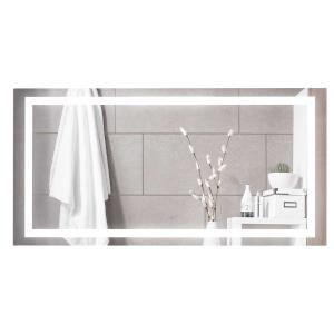 kleankin Espejo de Baño con Luz LED 120x60 cm Espejo de Pared con Interruptor Táctil y Antivaho Suspensión Vertical u Horizontal Aluminio Plata