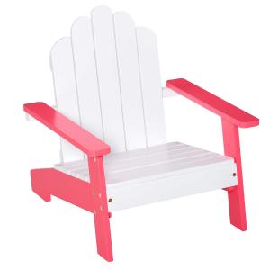 Outsunny Silla de Jardín Adirondack para Niños de +1 Año de Madera Maciza Sillón Infantil para Exterior Terraza Balcón Carga Máx. 40 kg 51x50x52,5 cm Blanco