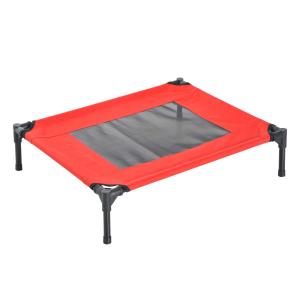 PawHut Cama para Mascotas Cama Elevada para Perros Gatos Portátil de Malla Transpirable para Interior Exterior 76x61x18 cm Rojo