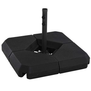 Outsunny Base para Sombrilla con 4 Pesos Rellenables de Agua o Arena de 15L Soporte de Sombrilla en Forma de Cruz 80x80x50cm Negro