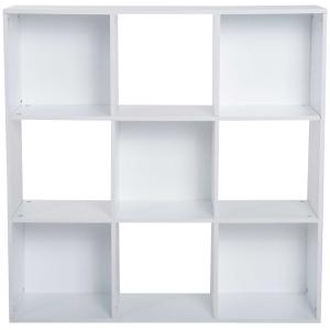 HOMCOM Estantería Librería 3 Niveles Armario de Almacenamiento 9 Cubos Estantería de Pie Separador de Habitación Estante de Exposición 91.5x29.5x91.5cm Madera