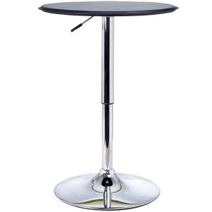 HOMCOM Mesa de Bar Moderna Giratorio de 360° Altura Regulable Redonda para Comedor Club Sala con Base de Hierro Cromado Soporta 50 kg Ø63x67-93 cm Negro