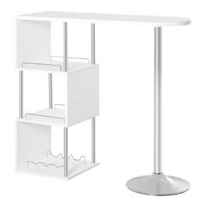 HOMCOM Mesa de Bar Mesa Bistró de Comedor con 3 Estantes y Botellero para Vino Mesa Moderna y Elegante Metal Antivuelco 113x40x105 cm Blanco