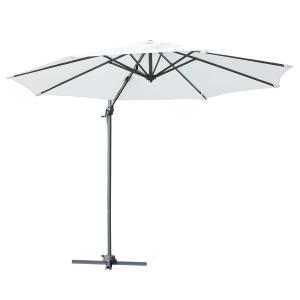 Outsunny® Parasol Excéntrico Sombrilla Inclinable Φ294x248 Al cm con Manivela Tela de Poliéster Resistente a UV para Jardín Patio Playa Piscina Terraza Grande y Estable Crema