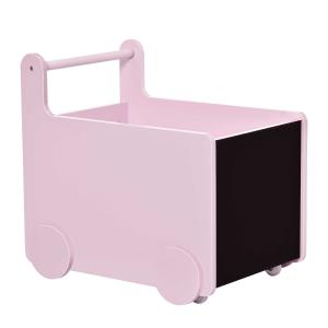 HOMCOM Caja de Almacenamiento de Juguetes Infantil con Ruedas Asa y 2 Pizarras de Escritura Baúl de Almacenaje para Habitación de Niños Guardería Sala de Juegos 47x35x45,5 cm Rosa