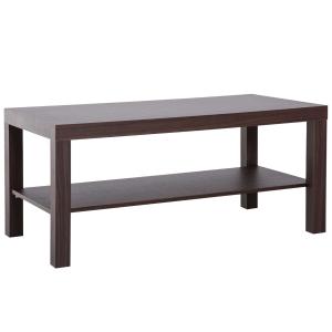 HomCom® Mesa de Centro Mesita Café Mueble Salón Comedor Mesa Auxiliar de 2 Niveles Mesa para Sofá Sala de Estar 90x45x40.5cm Nogal