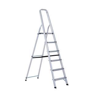 HOMCOM Escalera de Aluminio Tijera Plegable 4/5/6 Peldaños 150kg Ligero Robusto (6 Peldaños) 188x109x48 cm Plateado