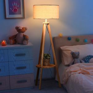HomCom® Lámpara de Pie Moderna para Dormitorio Estudio Salón con Luces E27 40W y Pulsador de Pie