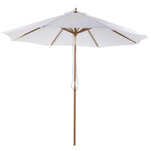 Outsunny Sombrilla Parasol de Madera diametros300x250cm para Exterior Jardín Terraza Patio Cafetería Altura Ajustable en 3 Niveles Marfil