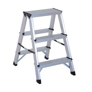 HomCom® Escalera de Tijera Aluminio Plegable Escalera Doméstica de Mano Ambos Lados 3 Peldaños