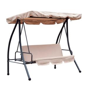 Outsunny Columpio Balancín Jardín 3 Plazas Convertible en Cama Techo Parasol Ajustable Cojín Almohada Aire libre 200x125x170cm Carga máx.300kg