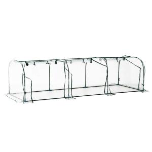 Outsunny Invernadero Caseta Invernadero Caseta para Jardín Terraza Cultivo de Planta Semilla 2 Medidas Túnel Marco Acero y PVC 300x100x80cm