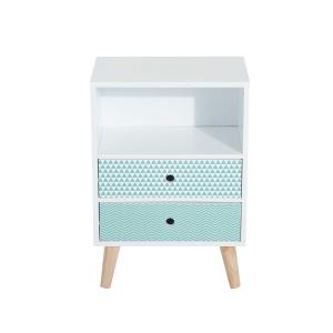 HOMCOM Armario Bajo Cajonera y Mesita de Noche con 2 Cajones y 1 Estante 45x30x65cm Blanco