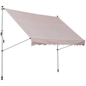Outsunny Toldo Manual Retráctil para Exterior 300x150x170-280 cm Toldo Enrollable Altura Ajustable con Manivela Protección Solar para Terraza Balcón Jardín Beige