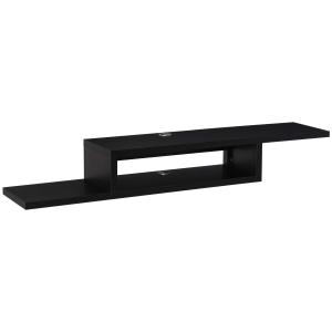 HOMCOM Mueble de TV Mesa Flotante para Televisión hasta 60 Pulgadas en la Pared con 2 Estantes Madera 152,4x29,8x21 cm Negro