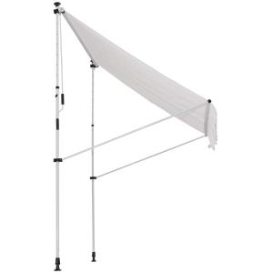 Outsunny Toldo Manual Balcón Patio 2x1.5m Toldo Portátil Plegable de Aluminio con Manivela Altura Ajustable para Jardín Terraza Exterior Color Blanco