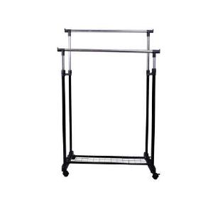 HomCom® Perchero Altura Regulable Colgador Ropa 4 Ruedas Acero Inoxidable Negro 80x43x85-155cm