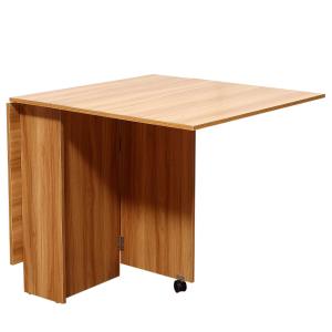HOMCOM Mesa de Comedor Plegable con Ruedas Estante Multifuncional para Comedor Salón Mesa Auxiliar 3 Formas Espacio Ahorrado Madera