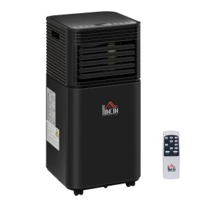 HOMCOM Aire Acondicionado Portátil 5000Btu 4 en 1 Deshumidificador Enfriador R290 Móvil con 2 Velocidades Control Remoto Pantalla LED Temporizador Dormitorio Oficina Hogar Negro