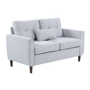 HOMCOM Sofá 2 Plazas Sillón Biplaza para Salón con Cojines y Asiento Acolchado Funda de Almohada Lavable 140x78x83 cm Gris Claro