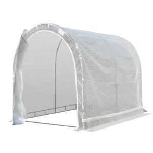 Outsunny Invernadero de Jardín 240x180x195 cm Caseta Tipo Túnel para Cultivo de Plantas Verduras con 2 Puertas Enrollables Acero Verde