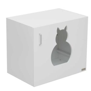 PawHut Arenero Gatos Blanco Madera 60x41x51cm