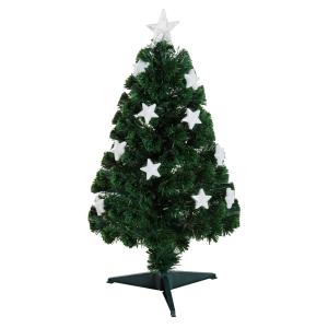 HOMCOM Árbol de Navidad 90cm Artificial Árbol de Pino Decoración Navideña con 12 LED de 3 Colores 90 Ramas Verde PVC