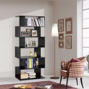 HOMCOM Estanteria Libreria 6 Estantes Madera Forma S 80x24x191 cm Estantes Color Negro