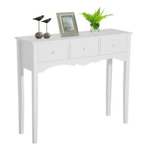 HOMCOM Mesa Recibidor tipo consola recibidor y Mesa Auxiliar con 3 Cajones en Color Blanco y Material de Madera 100x32x85cm