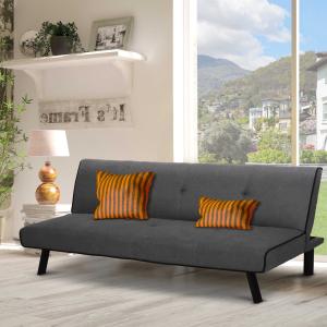 HOMCOM Sofá Cama de 3 Plazas Diseño 2 en 1 Plegable sin Reposabrazos Tapicería en Tela con Acolchado Cómodo 170x76x72,5 cm Gris