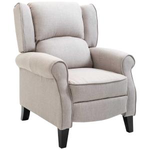 HOMCOM Sillón Relax con Reclinación Manual hasta 160 grados con Reposapiés Retráctil Esponja de Densidad Tapizado en Arpillera 77x88x102cm