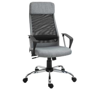 Vinsetto Silla de Oficina Ergonómica Silla de Escritorio Basculante Giratoria con Altura Ajustable del Asiento para Hogar Oficina 62x62x118-128 cm Gris