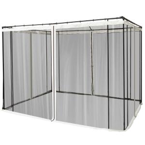 Outsunny 4 Paneles Laterales 302x207 cm para Carpa de Jardín Tela Mosquitera para Cenador Gazebo con Cremalleras y Anillas Negro
