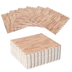 HOMCOM 24 Piezas Alfombra Puzzle de Juegos 60x60x1 cm 9m² Alfombrilla Puzzle Protectora de Goma Espuma EVA Suave para Suelo Hogar Gimnasio Marrón