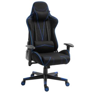 Vinsetto Silla Gaming Ergonómica Silla para Gamers Silla Reclinable con Altura Ajustable Asiento Giratorio Reposabrazos Ajustable Reposacabezas y Cojín Lumbar 72x77x127-137 cm Negro