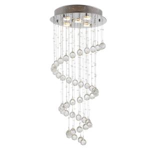 HOMCOM Lámpara de Techo de Cristal Lámpara de Araña Colgante Gota de Lluvia Porta lámpara GU10 de 25W para Hotel Pasillo Sala de Estar Ф40x90 cm Plata