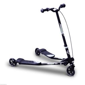 HOMCOM Patinete Scooter de 3 Ruedas Plegable Scooter de Oscilación de Reductor para Niños +4 Años con Freno Manillar Ajustable Carga 60kg Negro