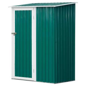Outsunny Cobertizo de Acero Tipo Caseta de Jardín Terrazas Galvanizado Almacén para Herramientas Jardinería con Techo y Una Puerta143x89x186cm