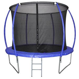 HOMCOM Cama Elástica Multifuncional para Exterior e Interior Trampolín Grande con Red Seguridad y Escalera Carga 100kg Diám.244x205cm