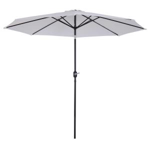 Outsunny Sombrilla de Jardín Ø295x250 cm con Manivela Parasol Exterior con Mecanismo de Inclinación y Poste Desmontable de Metal para Terraza Piscina Patio Blanco